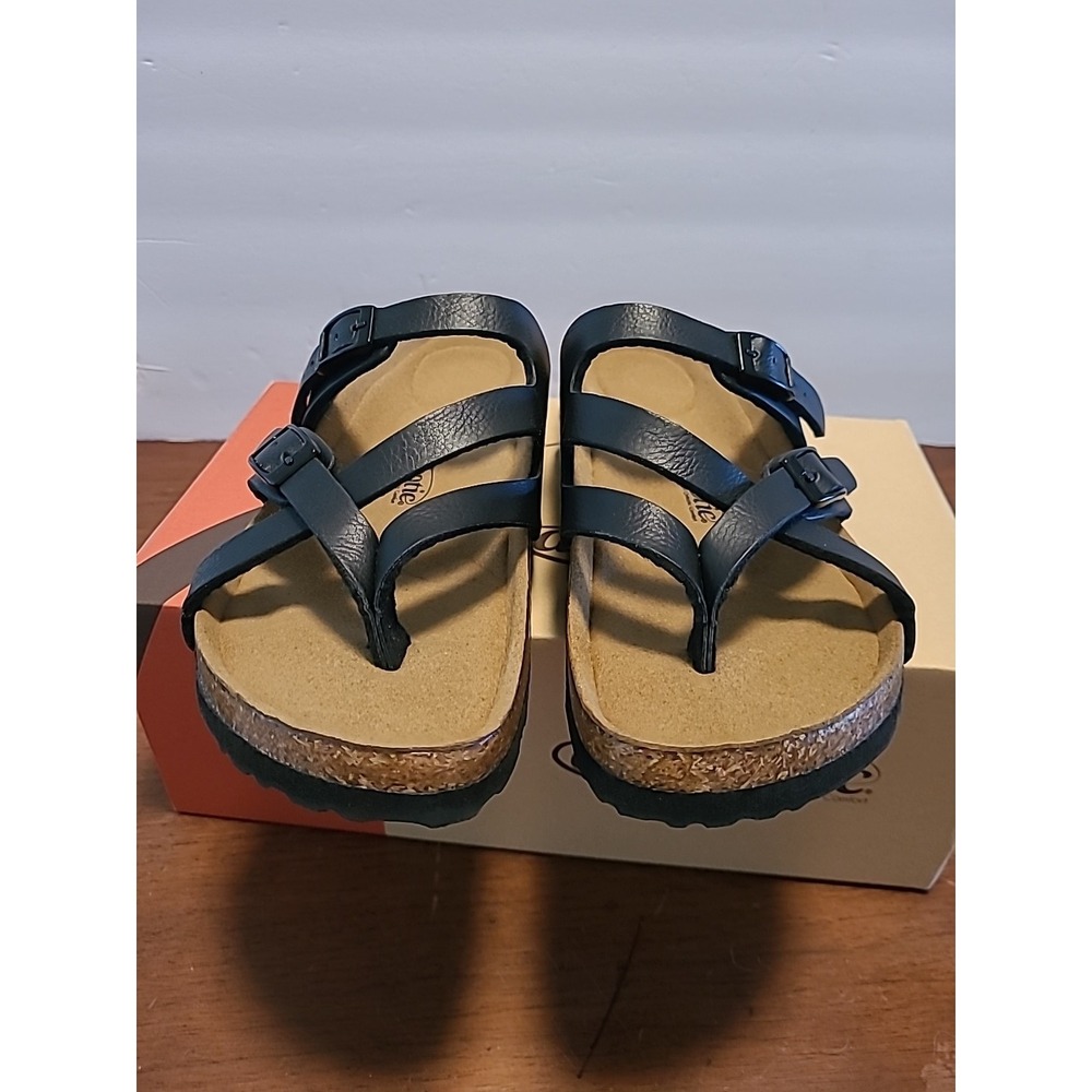 Aerothotic CorkSlides Womens Sz8 Black Synthetic Leather Arch Support PU1105 NIB - Picture 3 of 7